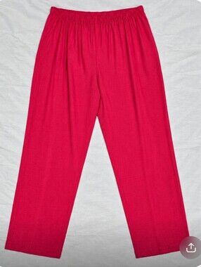 C.M. Shapes 1X Vintage Pink Pants Full Elastic Waist Flowy Rayon Poly
